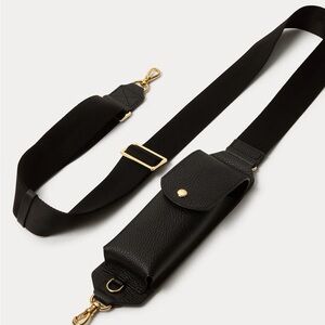 Bandolier Black Crossbody Phone Case with Gold Hardware